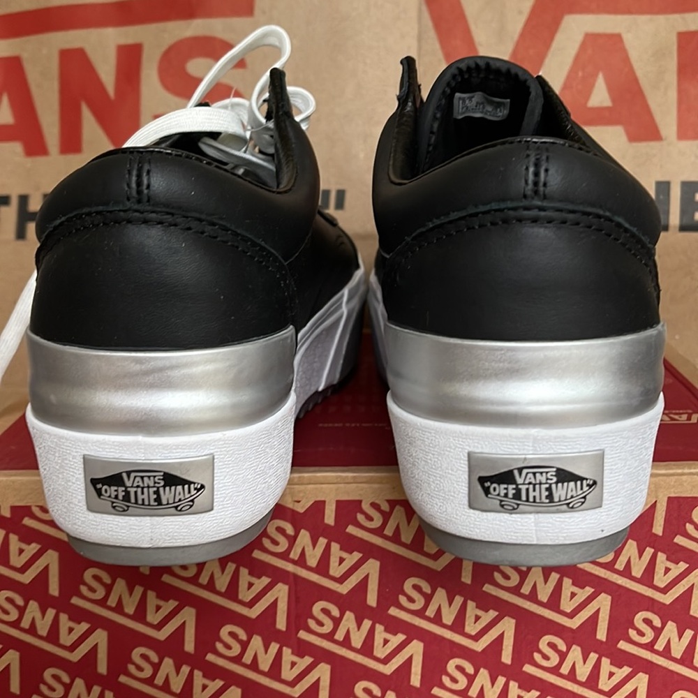 Vans Old Skool Stacked Platforms Shiny Black/True White Men’s - Picture 14 of 16